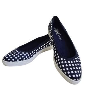 Polka Dot Loafers AK Sport Over The Top Size 8 Navy Blue White Slip On Sneakers
